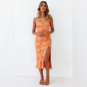 Sundae Muse Midi Orange Dress - Size 6